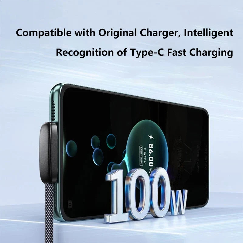 100W 90-Degree USB-C Fast Charging Braided Cable | Right Angle