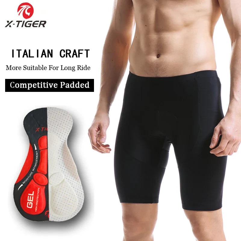 X-TIGER Men's 3D Gel Pad Cycling Shorts | Compression Bike Tights
