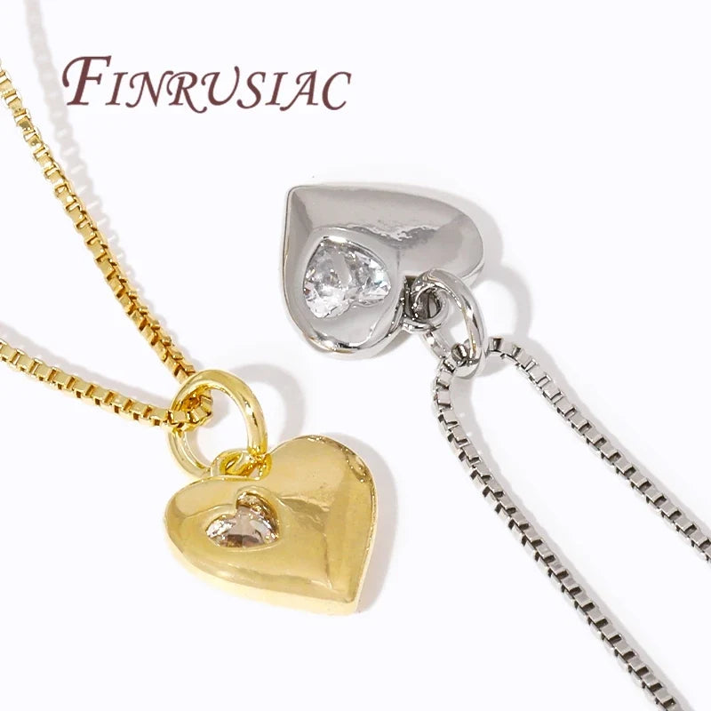 18K Gold Plated Zircon Heart Charms – DIY Jewelry Pendants