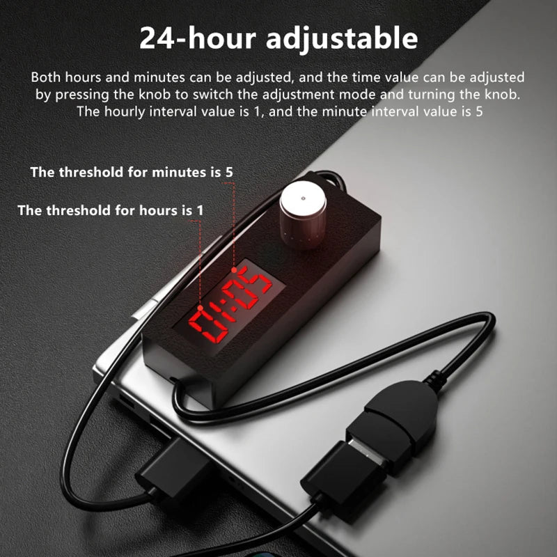 Compact 24H Digital Countdown Timer with USB Switch Cable