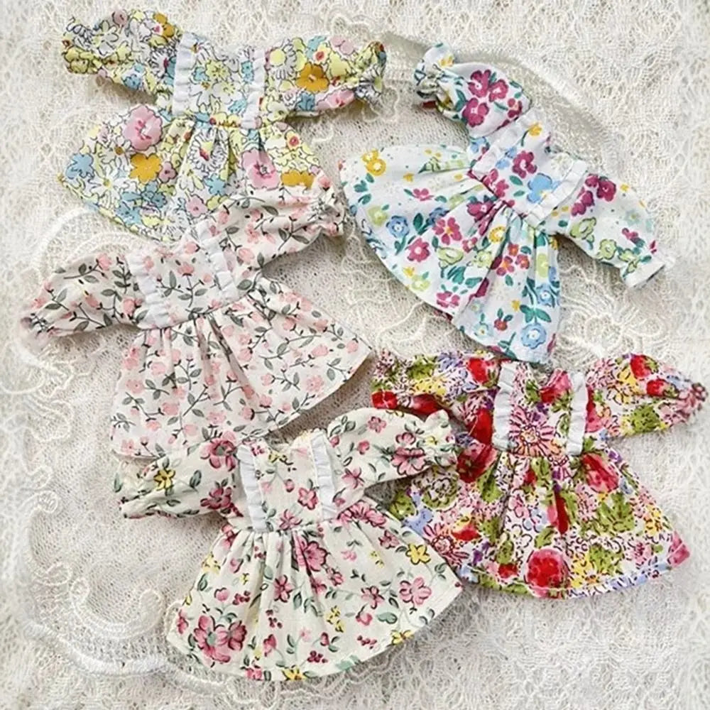 Printed Long Sleeve Doll Dress – 1/12 BJD OB11 Clothes