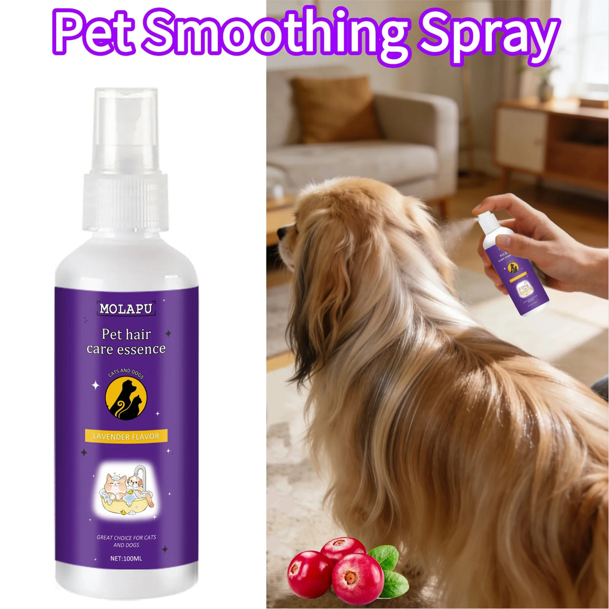 Pet No-Rinse Detangling Spray for Cats & Dogs – 100ml