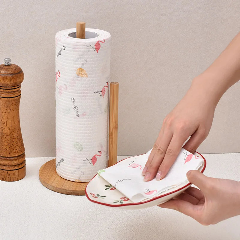 Bamboo Kitchen Roll Paper & Tissue Holder – Desktop Rack