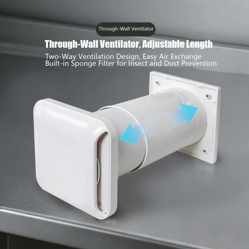 Adjustable Wall Vent Kit – Exhaust & Intake with Rainproof Louvers