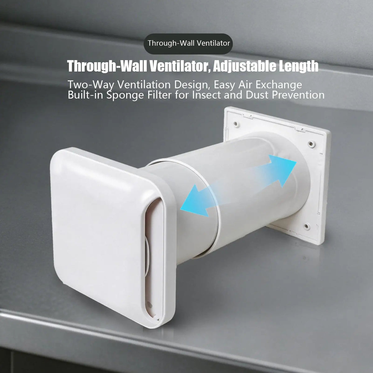 Adjustable Wall Vent Kit – Exhaust & Intake with Rainproof Louvers