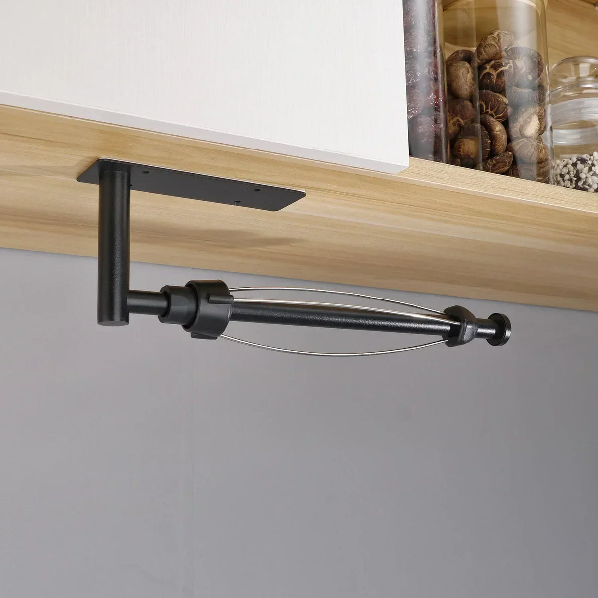 Wall Mount Paper Towel Holder – One-Hand Damping, Matte Black