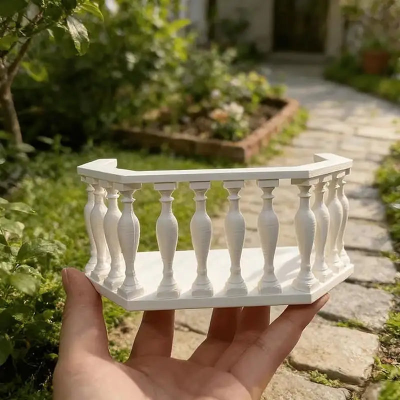 Miniature Dollhouse Balcony with Railing – European DIY Decor