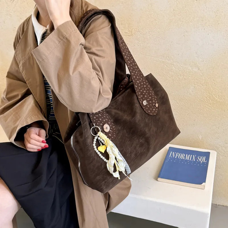 Korean-Style Large Tote Bag for Women | Nixie Oxford Shoulder Bag