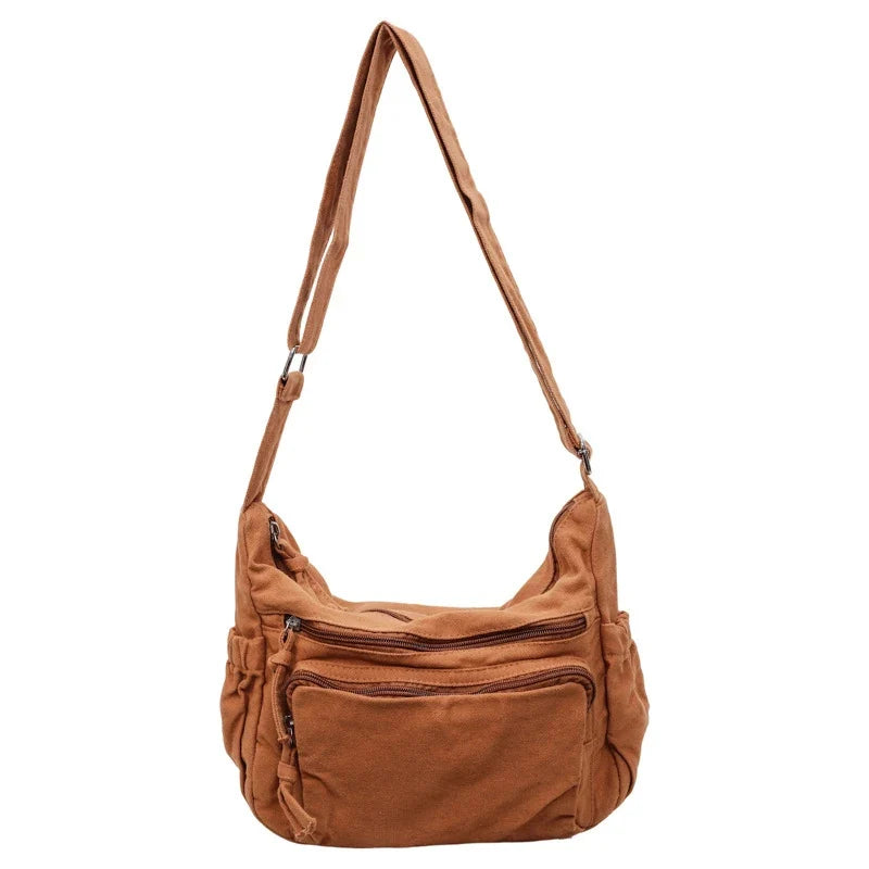 Vintage Japanese Canvas Shoulder Bag – Large Capacity Unisex