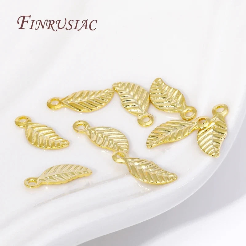 18K Gold Plated Leaf Tag Charm Pendants – DIY Jewelry Findings