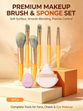 8-Piece Mini Makeup Brush Set – Foundation, Blush & Eye Shadow