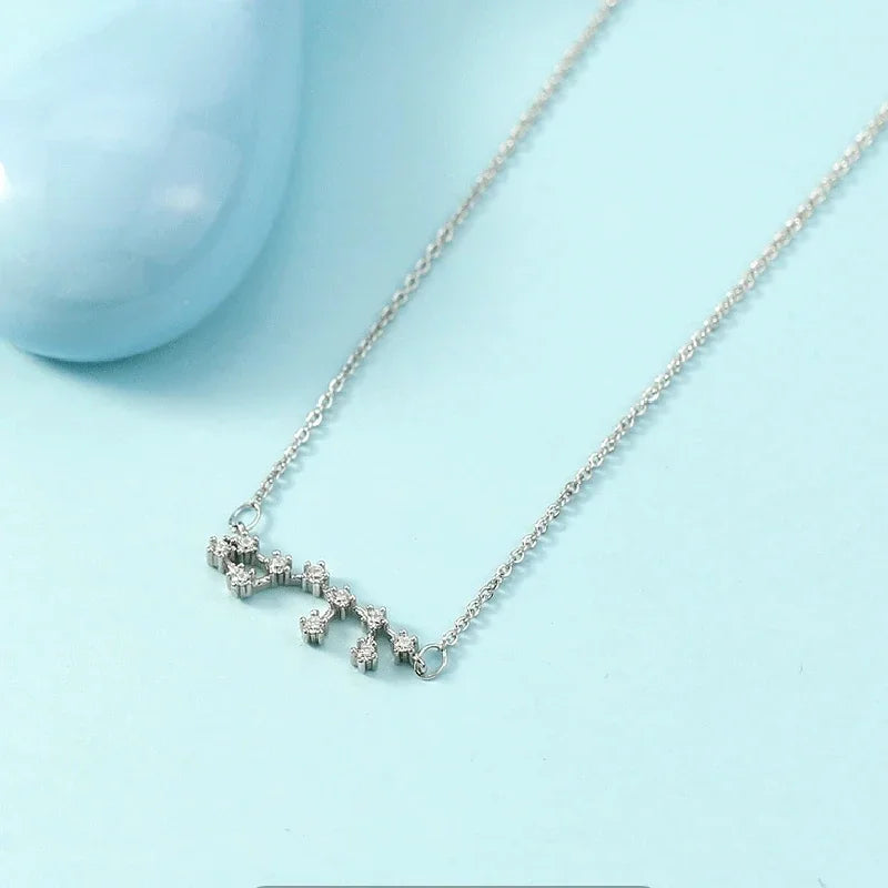 Zodiac Symbol Pendant Necklace – Minimalist Silver Collarbone