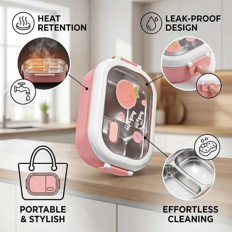 Stainless Steel Divided Bento Lunch Box – Leak-Proof, Large