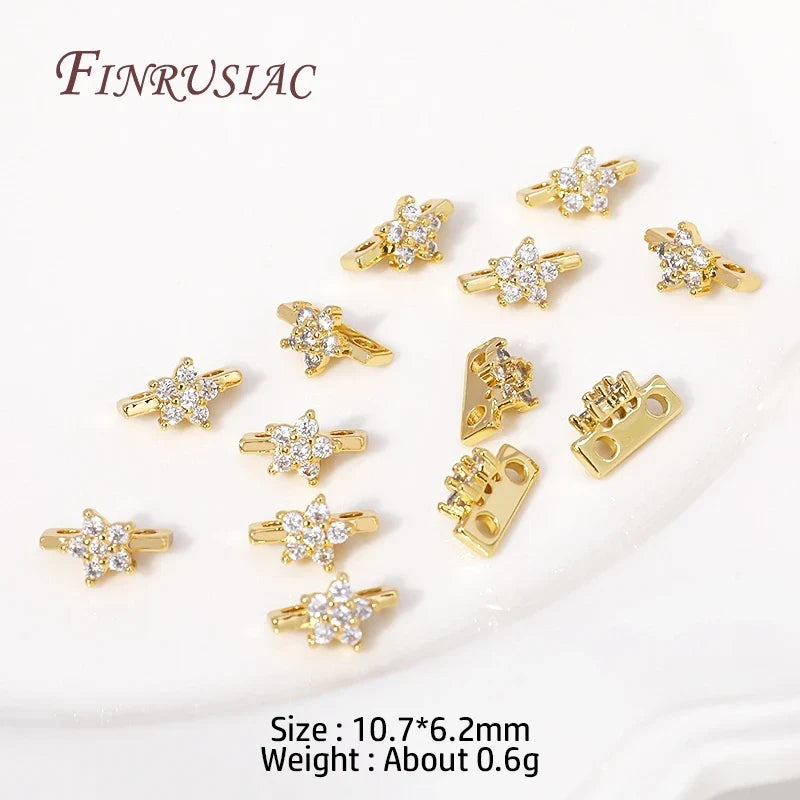 18K Gold Plated Zircon Flower Spacer Bars | 2/3 Hole Separators