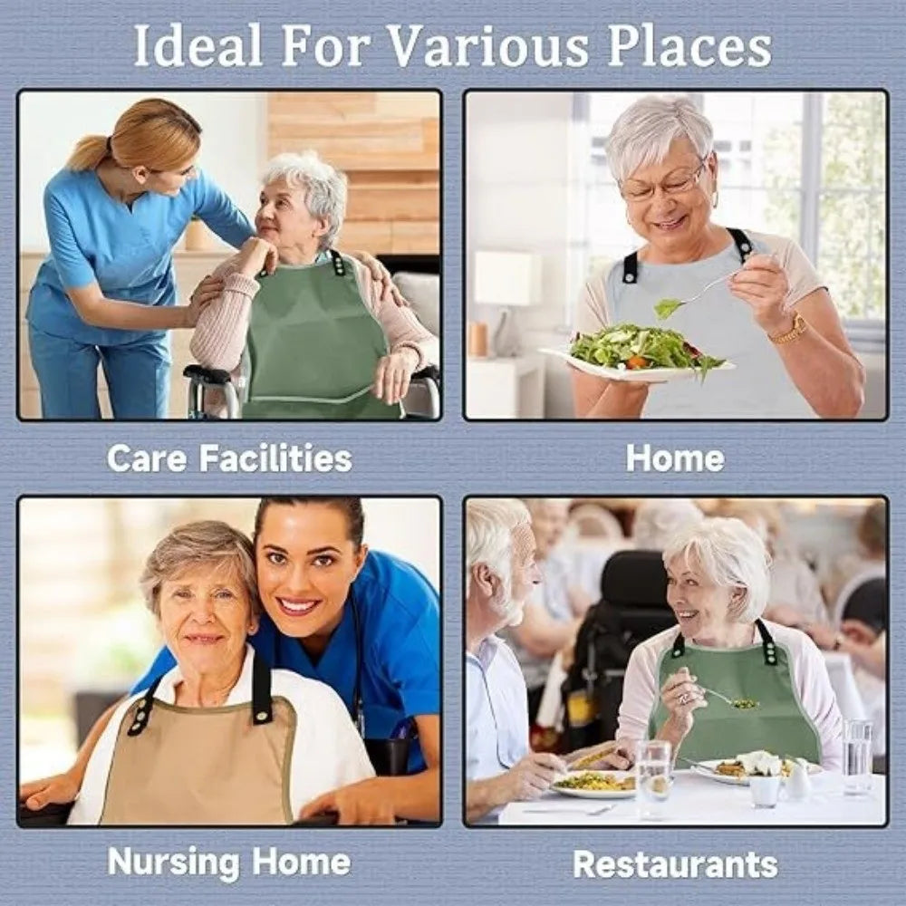 Waterproof Reusable Adult Bib – Spill-Proof Dining Apron