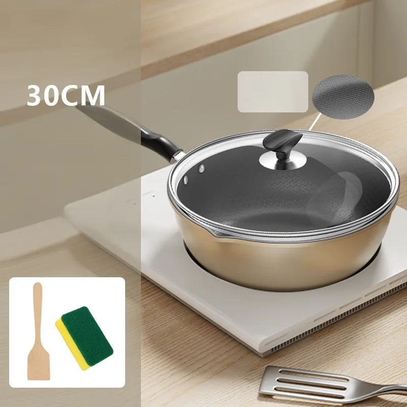 Honeycomb Nonstick Wok – Iron Fry Pan, Gas & Induction Safe