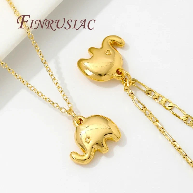18K Gold Plated Brass Elephant Charm Pendants | DIY Jewelry