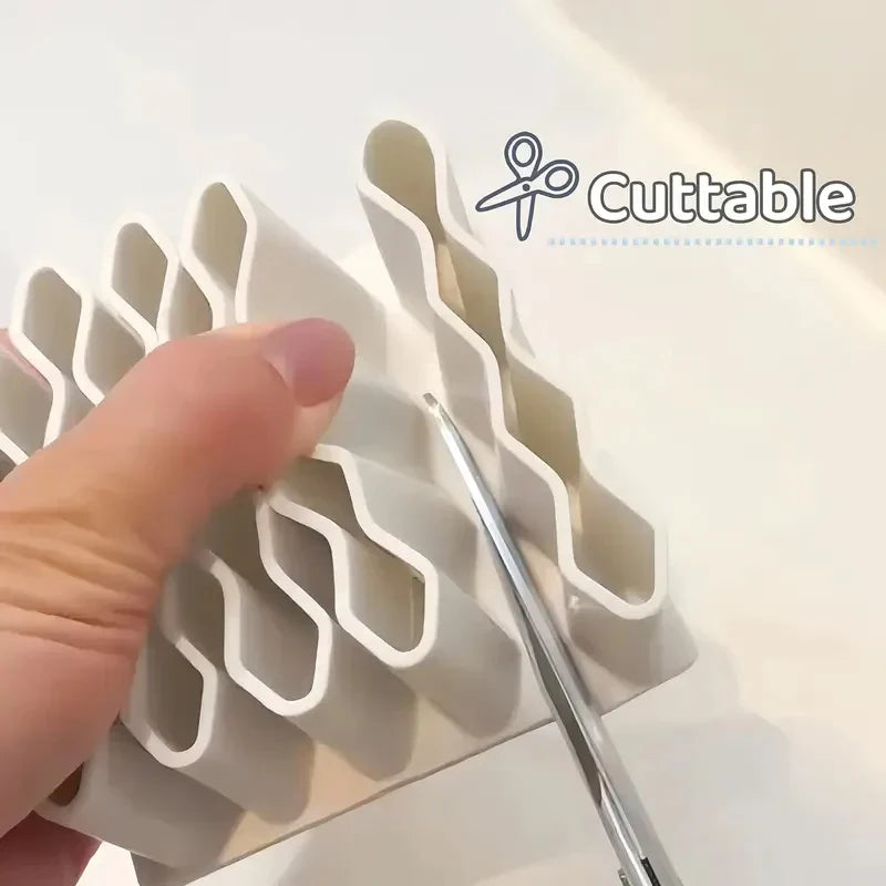 32-Slot Wave Desktop Organizer – Cosmetics & Pen Storage