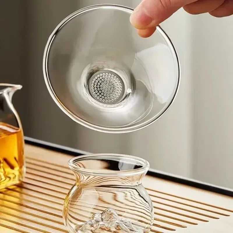 Luxury Transparent Glass Tea Filter Set – 2-Piece Large Caliber