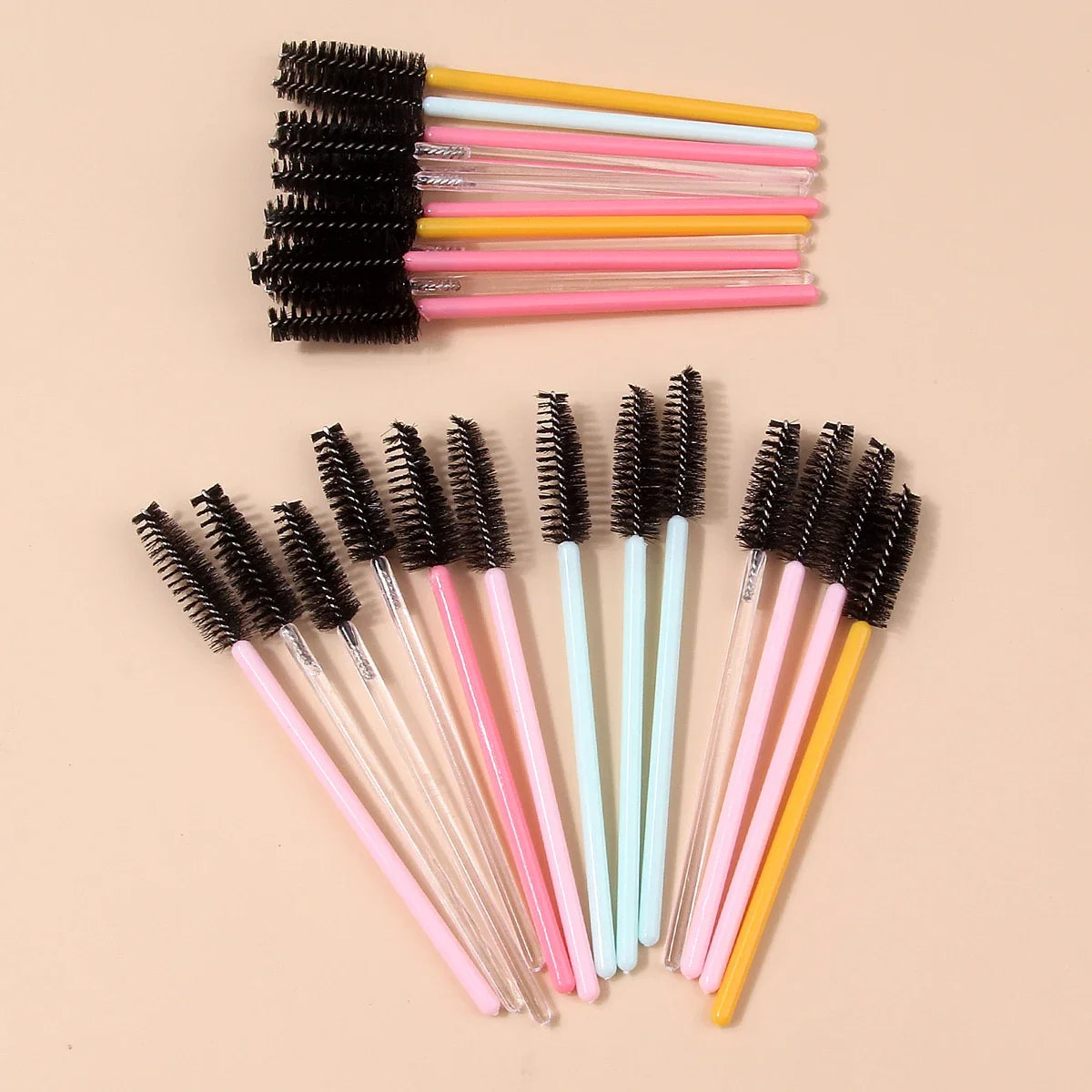 50Pcs Rainbow Disposable Mascara Wands & Eyebrow Brushes