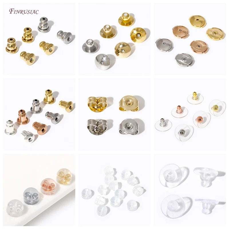 50-Pack 14K Gold Plated Earring Backs – Stud Locking Stoppers