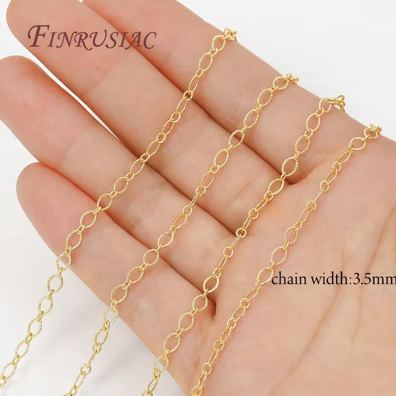 18K Gold Plated Oval Embossed Link Chain – DIY Jewelry Making