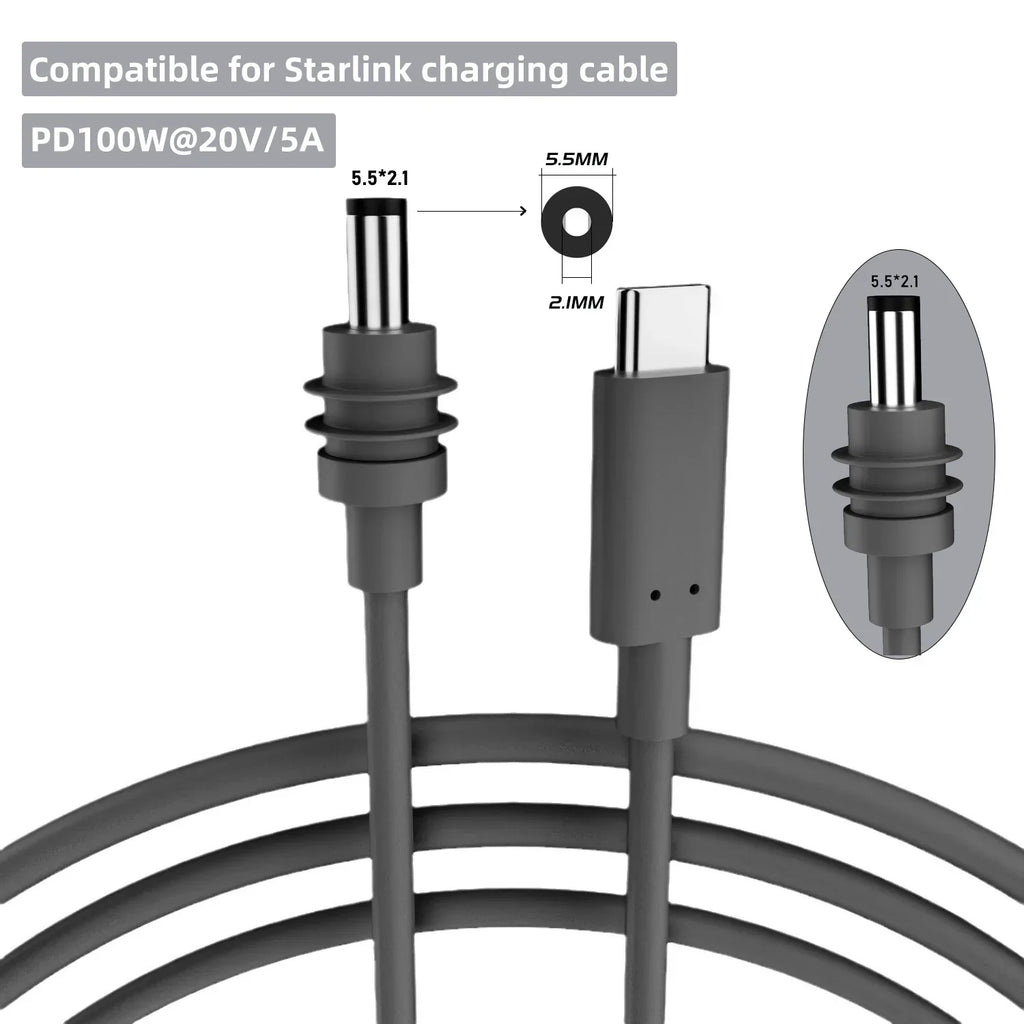Starlink Mini 2M USB-C DC Power Replacement Cable – Waterproof
