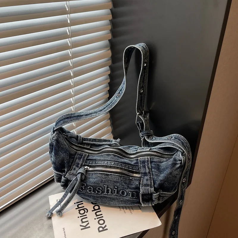 Denim Dumpling Crossbody Bag Wide Strap – Nixie Women's Bag