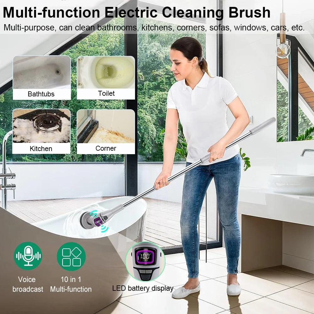 Raugee 10-in-1 Electric Spin Scrubber | Cordless Cleaning Brush