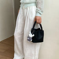 Woven Bucket Crossbody Shoulder Bag – Chic Commuter Handbag