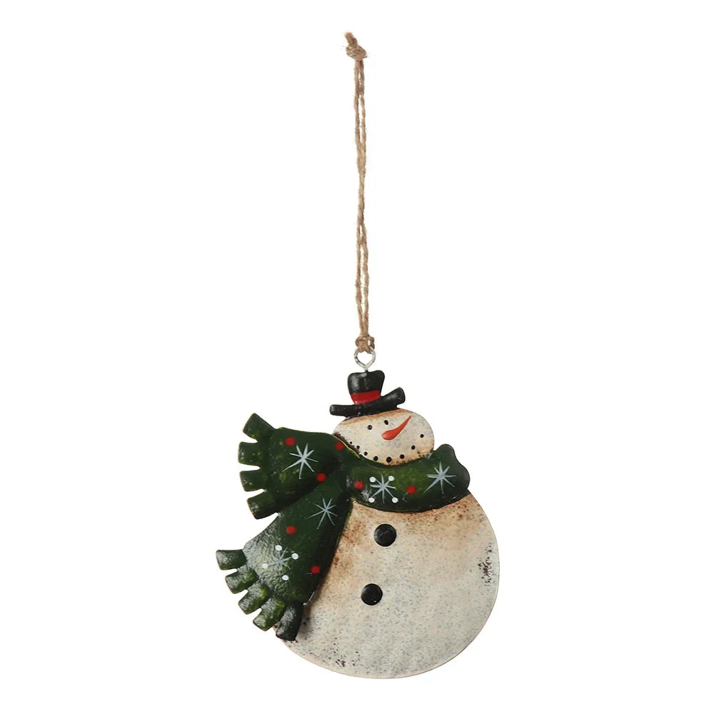 Retro Metal Christmas Ornaments – Angel, Santa & Snowman Pendants