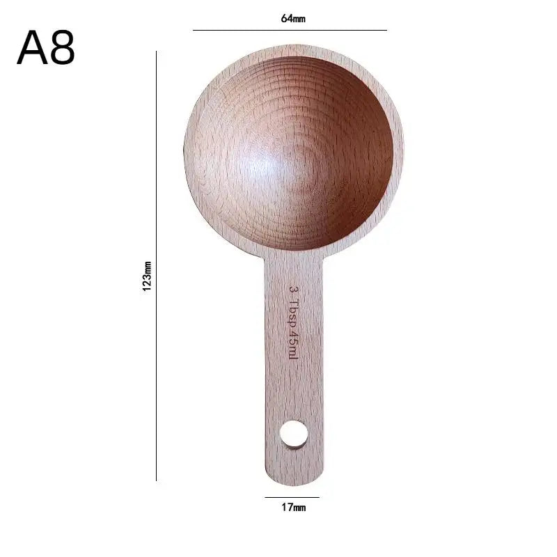 Wooden Measuring Spoon 7.5–45ML Beech Walnut Kitchen Tool