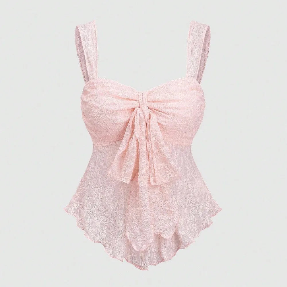Lace Camisole Crop Vest | Sweetheart Neck Backless Top S-XL