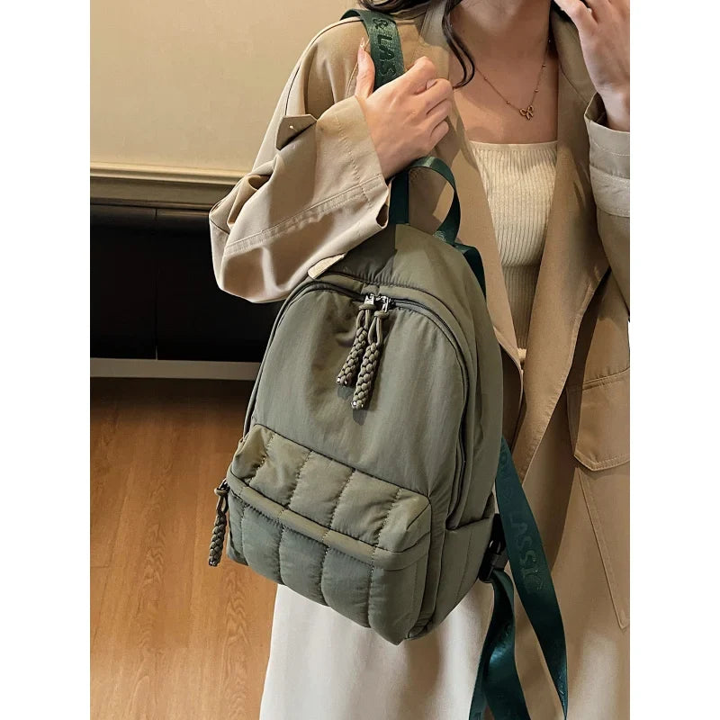 Large-Capacity Flannel Backpack – Women's School & Travel Bag
