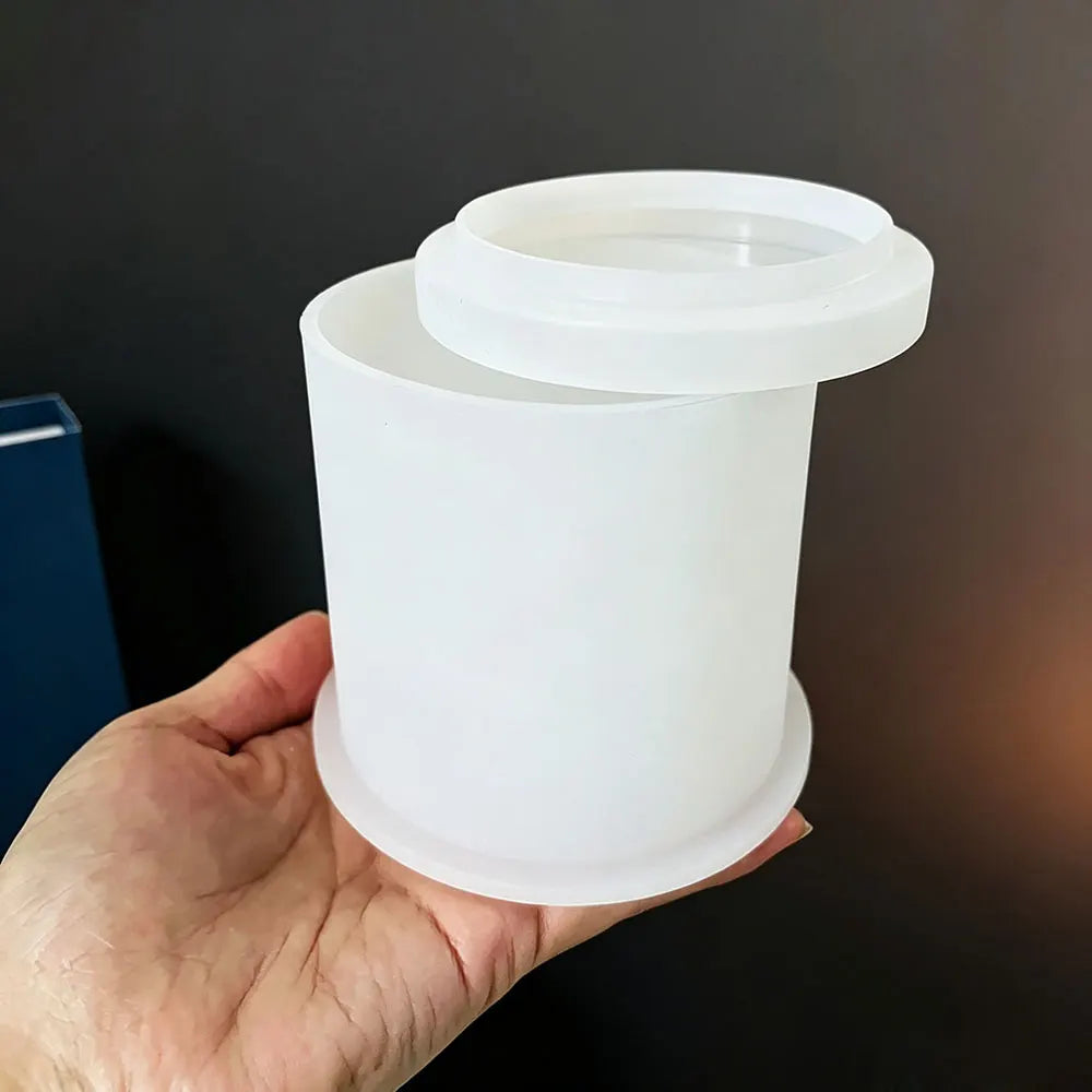 Silicone Candle Jar Mold with Lid | Round Concrete Craft Mould