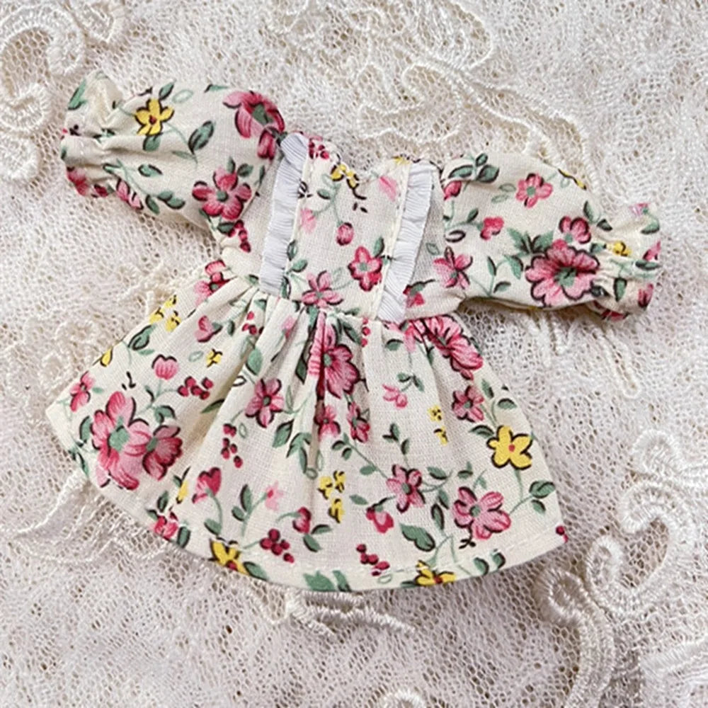 Printed Long Sleeve Doll Dress – 1/12 BJD OB11 Clothes
