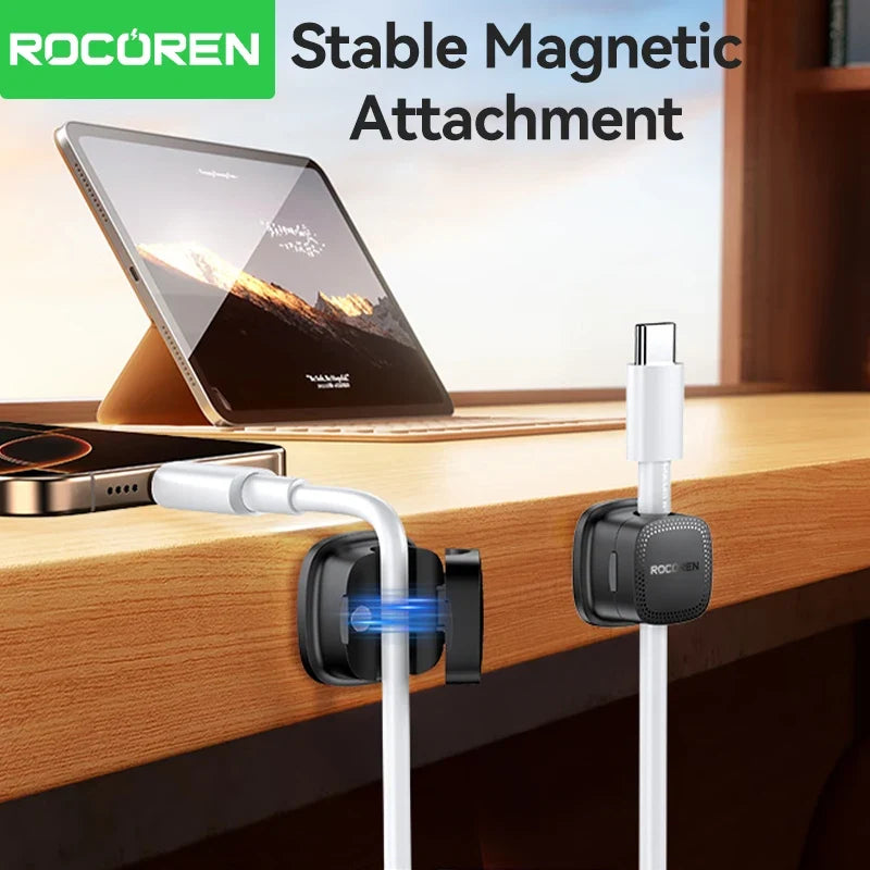 Rocoren Magnetic Cable Organizer 6PCS – Under Desk Wire Clips