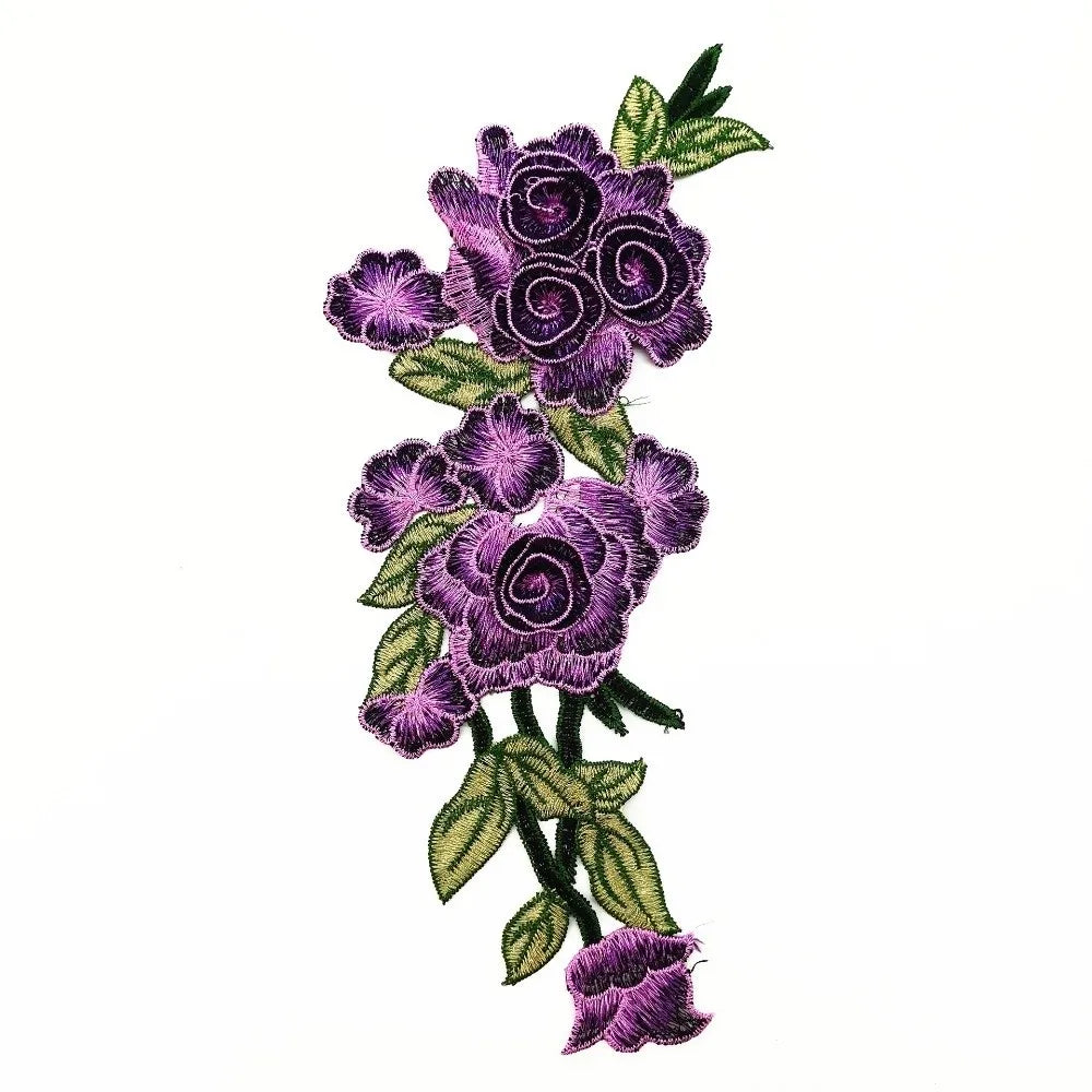 3D Embroidered Rose Flower Sew-On Patch – Ethnic Appliqué