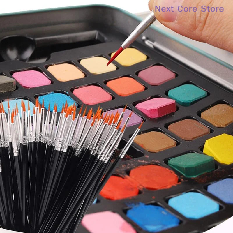 Nylon Paint Brush Set 30–110 Pcs | Round & Flat Art Brushes