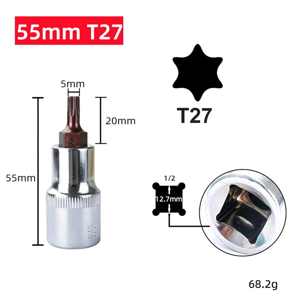 Torx Bit Socket T20–T70 | 1/2" Drive Alloy Steel | DAZZLEEX