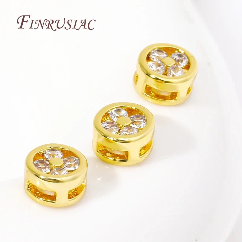 18K Gold Plated Zircon Round Spacer Beads | DIY Jewelry