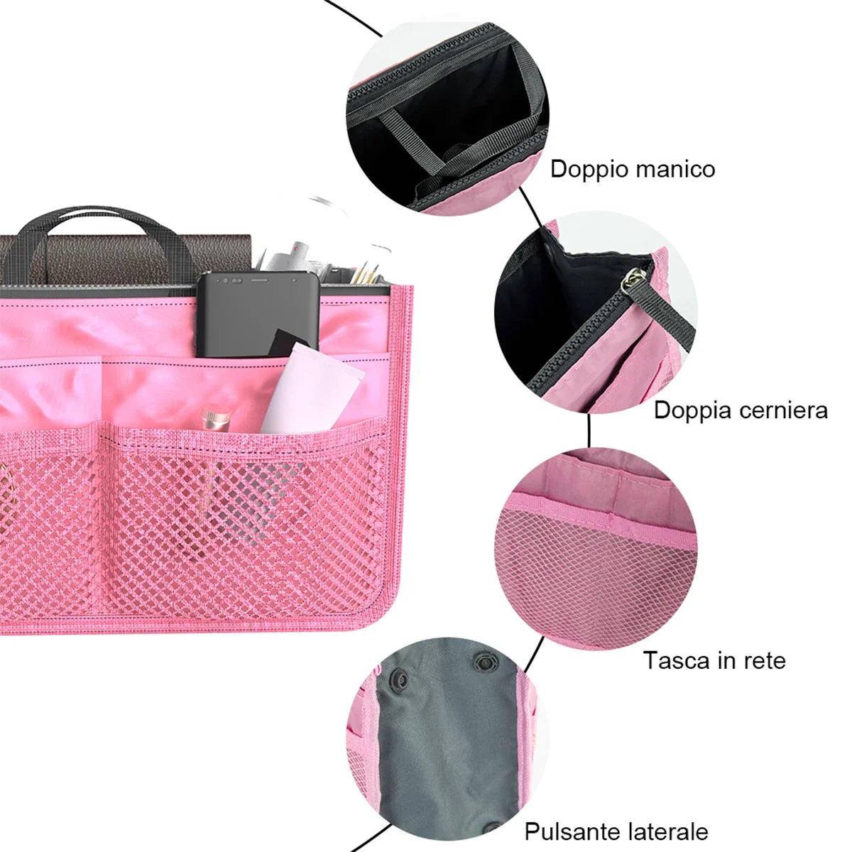 Women's Nylon Handbag Organizer Insert – Travel Purse Liner