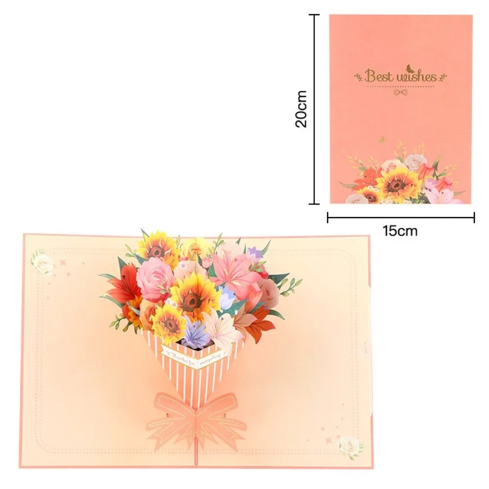 3D Pop-Up Flower Bouquet Greeting Card | Handmade Paper Art