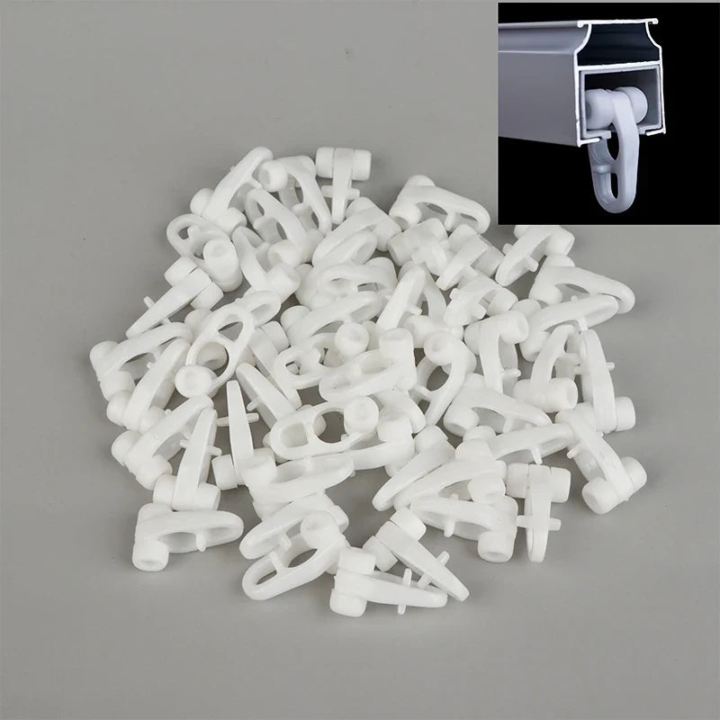 50pcs Curtain Rail Sliding Wheel Hooks – Universal Straight & Curved