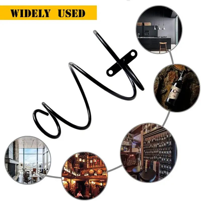 Spiral Wall Mount Wine Bottle Rack – Iron Display Storage
