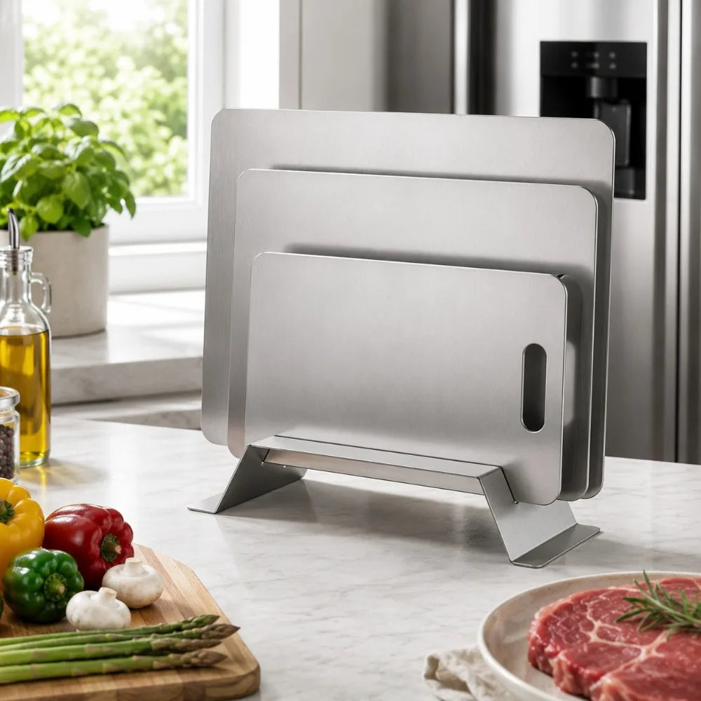 Stainless Steel Cutting Board & Pot Lid Holder Organizer