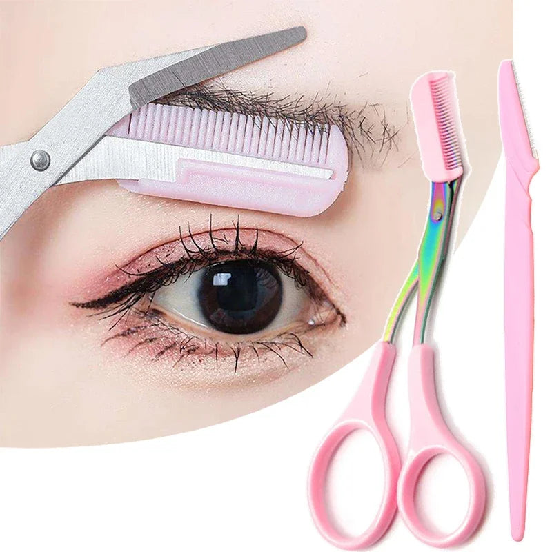 Eyebrow Trimming Razor & Scissors Set – Safe Grooming Kit