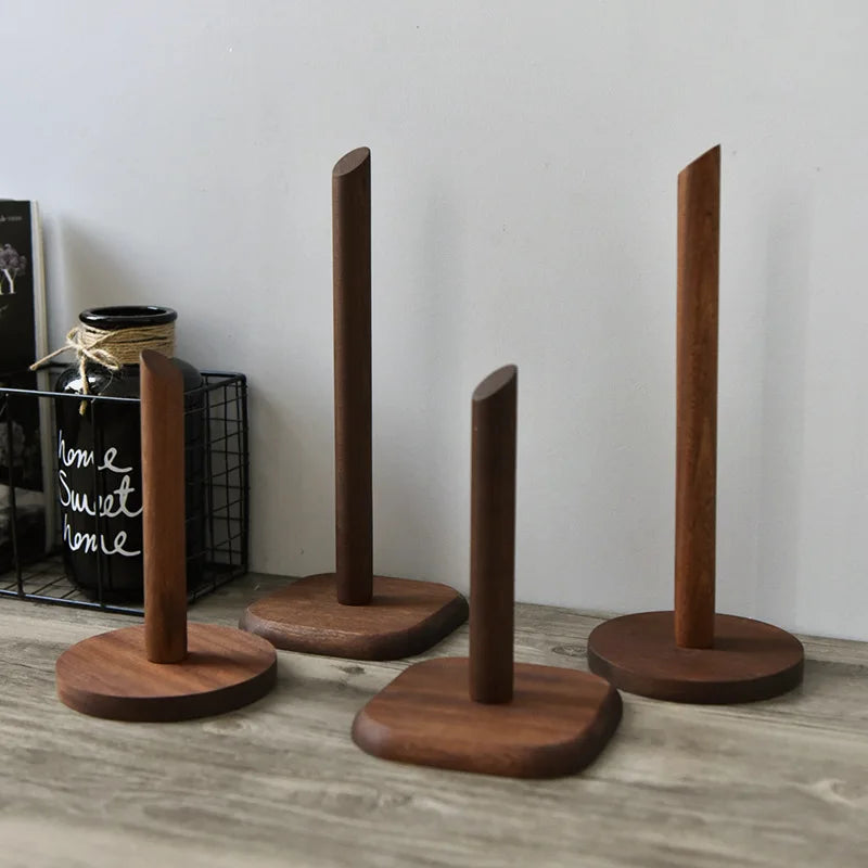 Solid Wood Kitchen Rack – Vertical Tissue & Cling Film Holder
