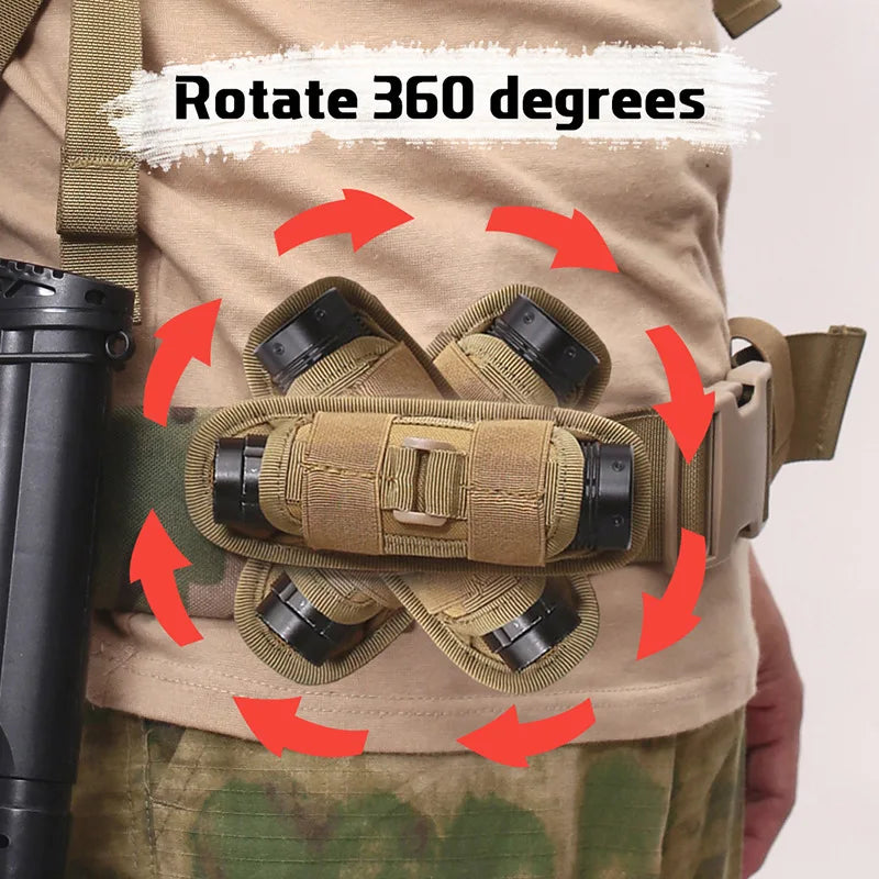 360° Rotatable Nylon Flashlight Holster Waist Pouch Bag