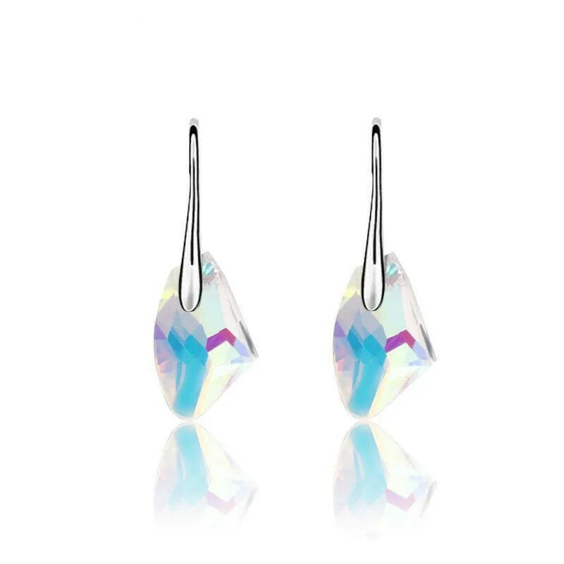 Women's Silver AB Crystal Pendant Necklace & Earrings Set